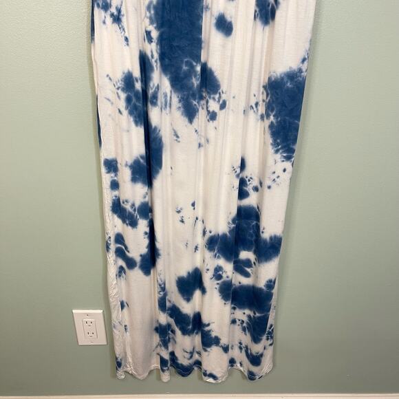 Viishow Women's Blue and White Tie Dye Stretchy Summer Maxi Dress Size Large - Picture 5 of 9